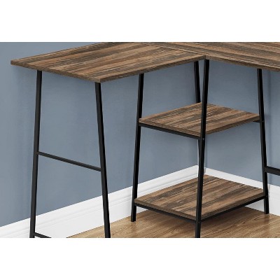 Transitional Brown Wood Corner Home Office Desk