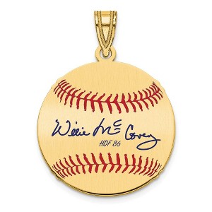 Black Bow Jewelry 14K Gold Plated Willie McCovey Signature SM Enamel Baseball Pendant - 1 of 4