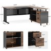 Resenkos Computer Desk, Gaming Desk,Industrial L-Shaped Desk, 63" Computer Executive Desk with File Cabinet,Brown - 4 of 4