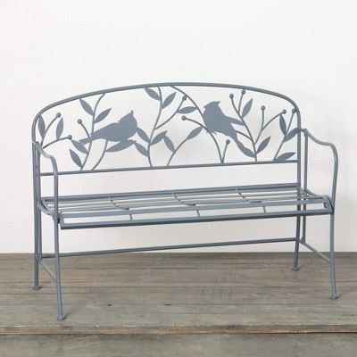 Sullivans 34.75" x 48" Gray Cardinal Garden Bench, Metal