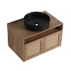 GDFStudio Emily Wall Mounted Rattan Door Bathroom Vanity with Ceramic Sink - 2 of 4