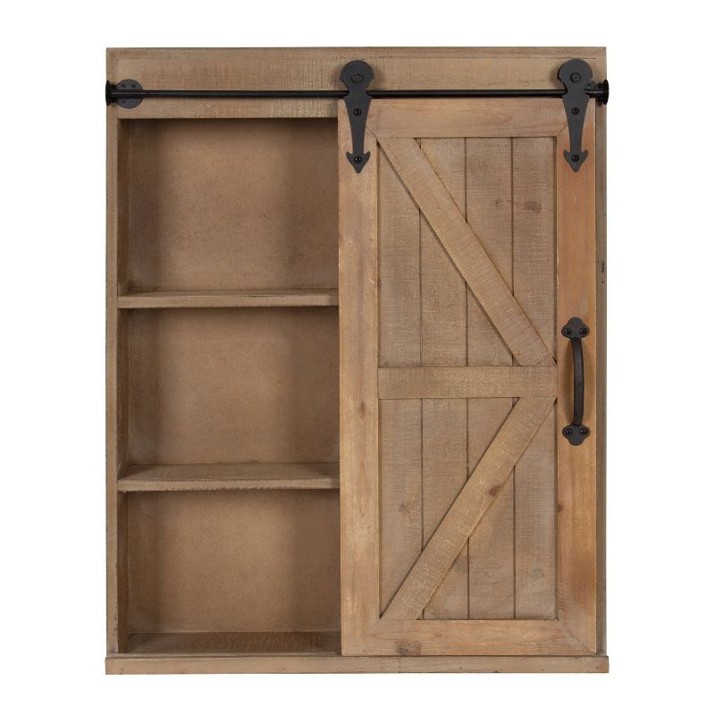 Decorative Wood Wall Storage Cabinet with Vanity Mirror and Sliding Barn Door Rustic Brown - Kate &#38; Laurel All Things Decor, 6 of 10