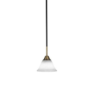 Toltec Lighting Paramount 1 - Light Pendant in  Matte Black/Brass with 7" White Muslin Shade - 1 of 1