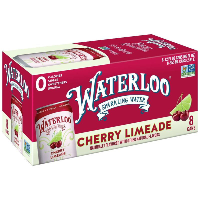 Waterloo Cherry Limeade Sparkling Water - 8pk/12 fl oz Cans, 1 of 8