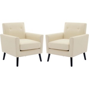 2PCS Accent Chair, Mid Century Modern Armchair Comfy Upholstered Reading Accent Chairs,Single Sofa Chair With Wood Legs & Thicker Seat Cushion - 1 of 4
