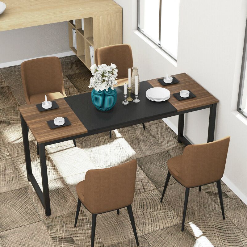 Costway 63'' Dining Table Rectangular Two-Tone Kitchen Table For 6 People w/ Metal Frame, 2 of 11