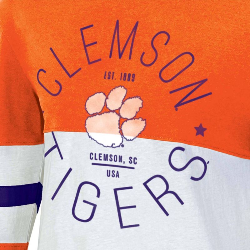 NCAA Clemson Tigers Women&#39;s Long Sleeve Color Block T-Shirt, 3 of 4
