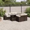 vidaXL Patio Sofa Set with Cushions Outdoor Furniture 9 Piece Poly Rattan - Brown and Cream without Storage - 2 of 4