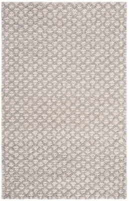 Ivory Mosaic Textured 59" Hand-Tufted Wool-Blend Area Rug