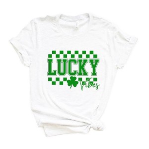 Simply Sage Market Women's Lucky Vibes Checkered Short Sleeve Graphic Tee - 1 of 4