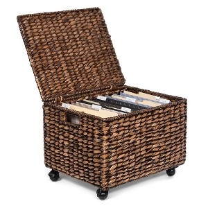 BirdRock Home Rolling Legal Letter File Organizer with Lid for Office - Brown Wash - 1 of 4
