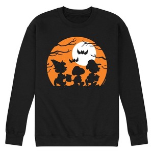 Men's - Peanuts - Charlie Snoopy Lucy Halloween Trick Or Treat Silhouettes Graphic Fleece Sweatshirt - 1 of 4