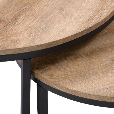 Forth Worth Light Brown Wood & Metal Nesting Coffee Table Set