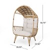 Outdoor Boho Wicker Standing Basket Egg Chair,Faux Rattan Lounge Chair with Water-Resistant Cushion,Wicker Stationary Patio Egg Chair-Coolbibila - 4 of 4