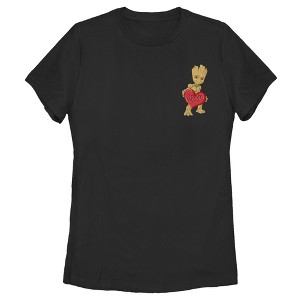 Women's Marvel Guardians of the Galaxy Valentine's Day Groot Heart T-Shirt - 1 of 4