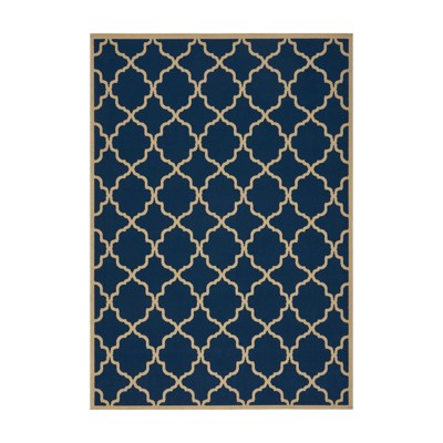 VisioGear Area Rug, 5'3"*7'6" Soft Padded Floor Tiles For Living Room Kitchen Bedroom, Navy, 90"*63"*0.16"