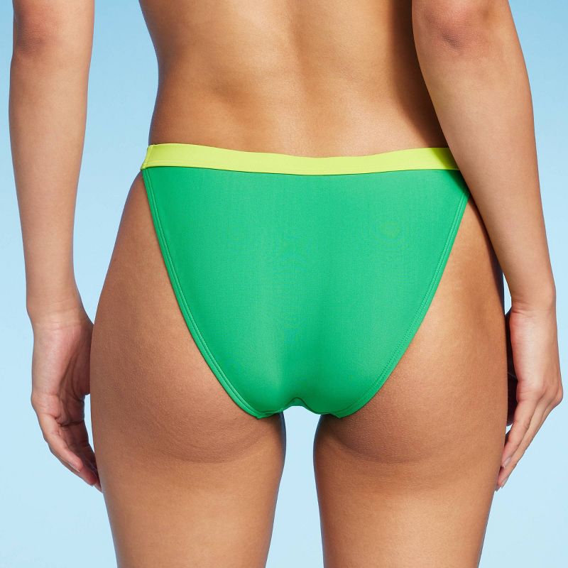 Women's Colorblock Cheeky High Leg Bikini Bottom - Wild Fable™ Green, 3 of 7