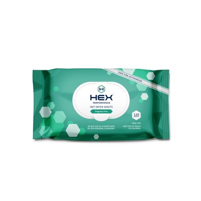 HEX Performance Fragrance Free Wet Dryer Sheets - 120ct
