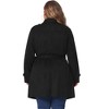 Agnes Orinda Women's Plus Size Faux Suede Notched Lapel Double Breasted Belt Trench Coats - 4 of 4
