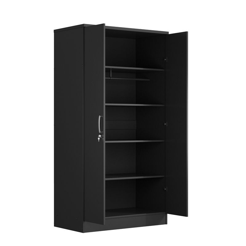 Better Home Products Harmony Wood Two Door Armoire Wardrobe Cabinet in Black, 5 of 8