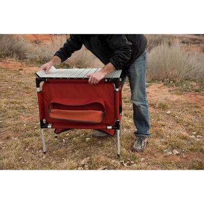 Red and Gray Aluminum Camping Organizer Table