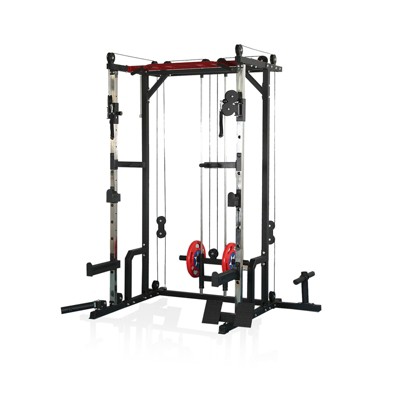 Naysaye Exercise Trainers Power Cage with LAT Pull Down and Storage 1400LBS Capacity for Garage and Home Gym Use, Orange, 32"*21"*6"