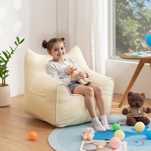 Hommpa Kids Cat Ears Soft Corduroy Fabric Bean Bag Chair with Memory Foam, Cozy Toddler Lounge Seat - 1 of 4