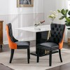 Lyngins Modern Dining Chairs (Set of 2), High-end Tufted Armless Chair, PU/Velvet Upholstered Kitchen Chair with Wood Legs Nailhead Trim - 4 of 4