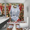 4Pcs Christmas Shower Curtain Set, Snowy Forest Bath Accessories with Pine Trees and Rugs 70.8" L X 70.8" W - 3 of 4