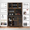 Farmhouse Coffee Bar Cabinet, Sliding Barn Doors Wine Bar Cabinet with Storage Shelves - 4 of 4