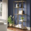 72" 3 Shelves Faux Marble and Metal Book Rack Gold - Threshold™: Contemporary Display Storage - 2 of 4