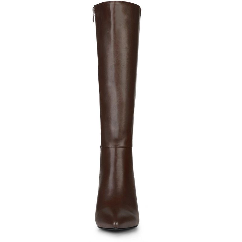 Allegra K Women's Pointed Toe Side Zipper Stiletto Heel Knee High Boots, 3 of 8