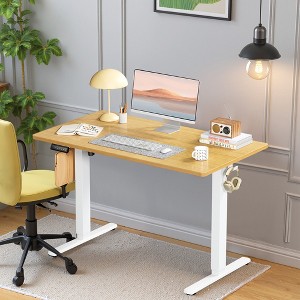 MAYEERTY 55in Computer Desk with Storage, Modern Writing Desk with Fabric Drawers for Home Office, Black - 1 of 4