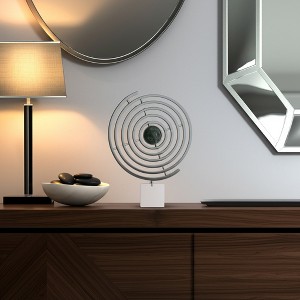 Decorative Object Metal Modern Geometric Sculpture Accent for Home Office Bedroom Living Room Blue Capri 17" - 1 of 4