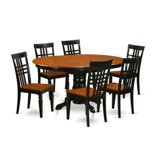 Dinette Set 7 Piece Table with Chairs - Kitchen Dining Room Set - Black Cherry Finish - 1 of 4