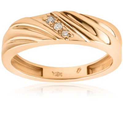 Pompeii3 Mens Diamond Wedding Anniversary Ring 10k Yellow Gold