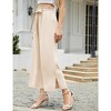 Women's Wide Leg Pants Elastic High Waisted Lightweight Palazzo Pants with Pockets Tie Casual Summer Pants - 4 of 4