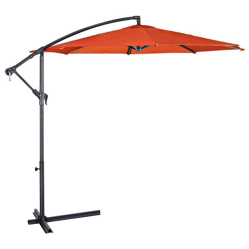 Costway 10 Ft Hanging Umbrella Patio Sun Shade Offset Outdoor Market Cross Base Orange, 2 of 10