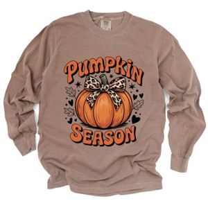 Simply Sage Market Coquette Pumpkin Season Leopard Garment Dyed Long Sleeve - 1 of 4