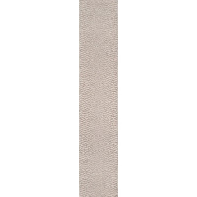 Geometric Natural Beige Polypropylene 2' x 6' Outdoor Rug