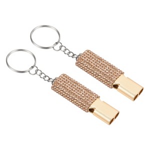 Unique Bargains Outdoor Camping Hiking Fishing Rescue Signaling Alloy Keychain Whistles 2 Pcs - 1 of 3