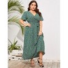 BLUEMING Summer Maxi Dress for Plus Size Women Tie Wasit Surplice Dress Flutter Sleeve A-Line Dress - 4 of 4