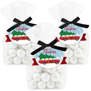 Big Dot of Happiness Merry Little Christmas Tree - Red Car Christmas Party Clear Goodie Favor Bags - Treat Bags With Tags - Set of 12 - 1 of 4