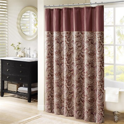 VYNXARIA Traditional paisley jacquard shower curtain