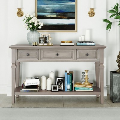 NicBex Vintage Console Table for Entryway,Entryway Table with 3 Drawers & Open Bottom Shelf,Sofa Table for Living Room,Behind Couch,Hallway