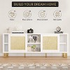 Jojoka Rattan TV Stand Fits TVs Up to 65 Inches, Farmhouse Entertainment Center with Sliding Doors,Brown - 4 of 4