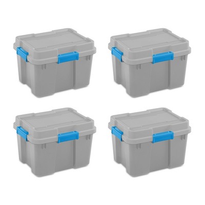 grey plastic storage bins
