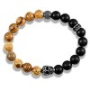 Crucible Men's Skull with Picture Jasper and Matte Onyx Stone Beads Stretch Bracelet - 2 of 4