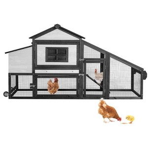 Aivituvin 67.3" Wooden Chicken Coop on Wheels for 2-3 Hens| Gray/Brown/Red Color-AIR23-W/C/R/B - 1 of 4
