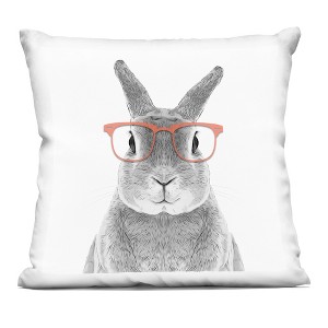 Stupell Industries Smiling Bunny Rabbit Pink Glasses Animal Indoor Decorative Throw Pillow, 18 x 18 - 1 of 3